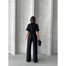 Uzun Keten Tulum S255059 Siyah (Beden: M)