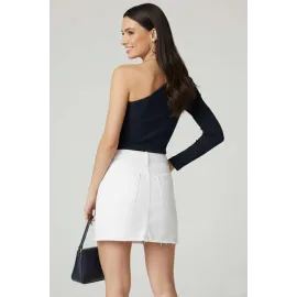 Tek Omuzlu Basic Bluz Lacivert T4275 (Beden: L)