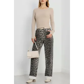 Bisiklet Yaka Parmak Geçmeli Kaşkorse Bluz Bej A3829 (Beden: S)