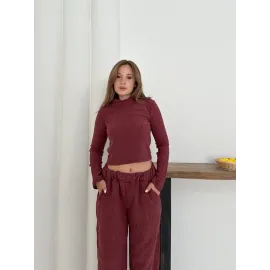 Balıkçı Yaka Örme Takım Bordo St265865 (Beden: Xl)