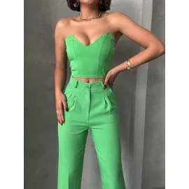 Palazzo Pantolonlu Alt Üst Takım Yeşil (Beden: M)