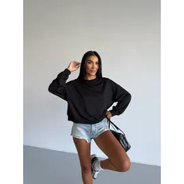2 İplik Bisiklet Yaka Sweat Siyah F2339 (Beden: S)