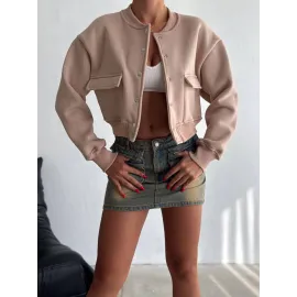 3 İplik Şardonlu Önü Çıtçıtlı Cepli Ceket Bej F2226 (Beden: L)