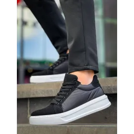 Kb-046 Kuback Siyah Paraşüt Beyaz Yüksek Taban Günlük Spor Ayakkabı (Numara: 43)