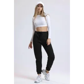 3 İplik Şardonlu Paça Lastikli Eşofman Siyah İs001 (Beden: Xl)