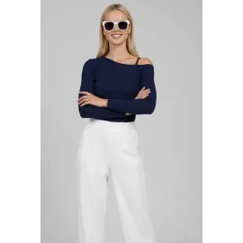 Tek Omuz İpli Bluz Lacivert T4328 (Beden: L)