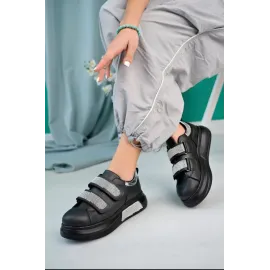 Nino Siyah Cilt Cırt Cırtlı Spor Ayakkabı (Numara: 37)