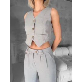 Essential Yelek Pantolon Takım Gri S255254 (Beden: S)