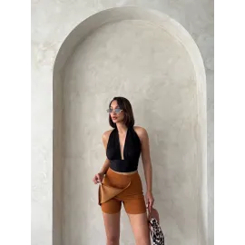 Kapaklı Şort Etek Camel S208 (Beden: S)