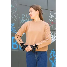 Boncuklu Bile Detaylı Kazak Vizon (Beden: Standart)