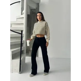 Fit Comfort Siyah Salaş Pantolon A6011 (Beden: Standart)