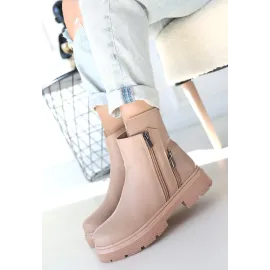 Menta Nude Cilt Fermuar Aksesuarlı Bot (Numara: 39)