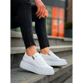 Kb-X155 Kuback Beyaz Cilt Detaylı Beyaz Yüksek Taban Günlük Spor Ayakkabı (Numara: 41)