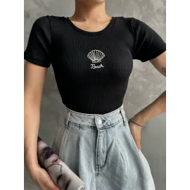 Bac Nakışlı Bluz Siyah (Beden: Standart)