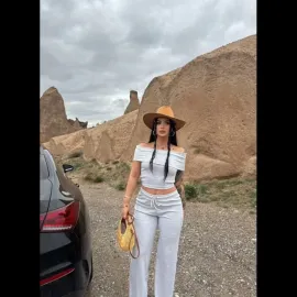 Madonna Yaka Bol Paça Pantolonlu Takım Gri (Beden: M)