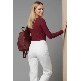 Çıtçıt Detaylı Bluz Bordo T4343 (Beden: S)