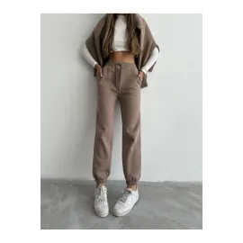 3 İplik Şardonlu Paça Lastikli Eşofman Vizon İs001 (Beden: L)