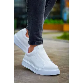 Kb-007  Kuback  Beyaz Yüksek Taban Tek Bant Bağcıksız Günlük Erkek Ayakkabı (Numara: 40)