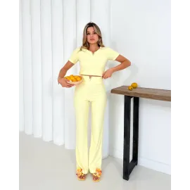 V Aksesuarlı Ottoman Takım Sarı S255850 (Beden: M)