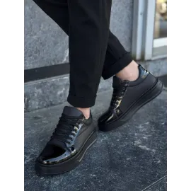 Kb-X46 Kuback Siyah Rugan Yüksek Siyah Taban Günlük Spor Ayakkabı (Numara: 44)