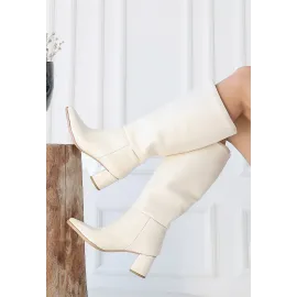 Roksa Ten Cilt Topuklu Çizme (Numara: 38)