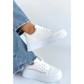 Natte Beyaz Cilt Bağcıklı Spor Ayakkabı (Numara: 38)