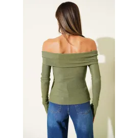 Madonna Yaka Düğmeli Bluz Yeşil T4329 (Beden: Xl)