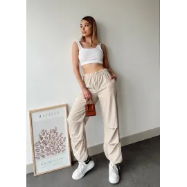 Paraşüt Pantolon Bej (Beden: L)