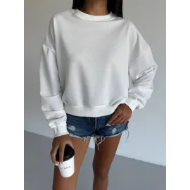 2 İplik Bisiklet Yaka Sweat Beyaz F2339 (Beden: S)