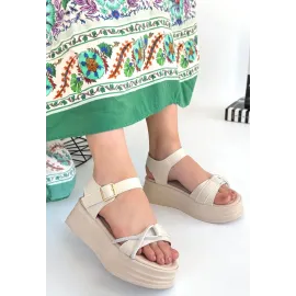 Luno Bej Cilt Kemerli Sandalet (Numara: 39)