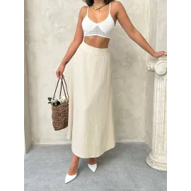 Uzun Astarlı Etek Bej (Beden: Xl)