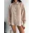 Çizgili Oversize Gömlek Bej (Beden: S)