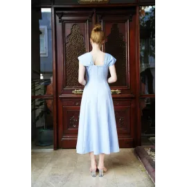 U Yaka Prenses Elbise Mavi S255101 (Beden: Xl)