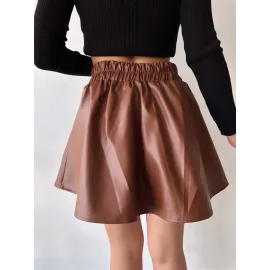 Beli Lastikli Deri Etek Kahve S24599 (Beden: L)