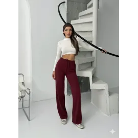 Fitilli Şardonlu Pantolon Bordo A4058 (Beden: S)