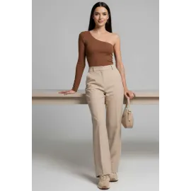 Tek Omuzlu Basic Bluz Kahve T4275 (Beden: M)