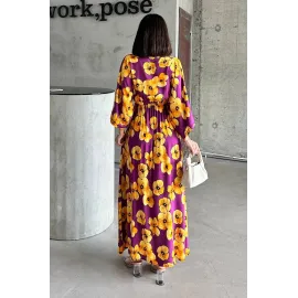 Çiçek Baskılı Elbise Sarı (Beden: S)