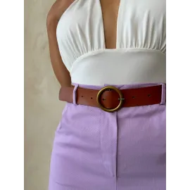 Kemerli Gabardin Şort Lila S25735 (Beden: S)