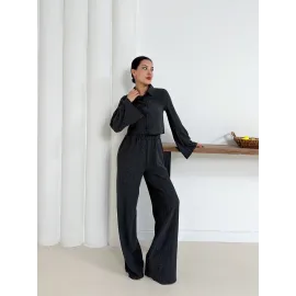 Gömlek Yaka Kaplama Düğmeli Takım Antrasit St265866 (Beden: Xl)