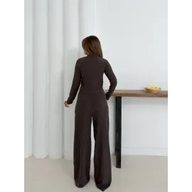 Balıkçı Yaka Örme Takım Kahve St265865 (Beden: L)