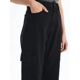 Kargo Cep Jeans Pantolon Siyah (Beden: 30)