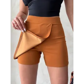 Kapaklı Şort Etek Camel S208 (Beden: L)