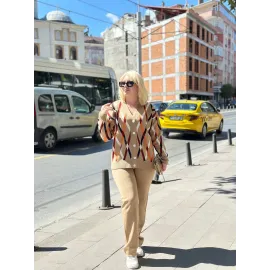 Hırka Pantolon Alt Üst Triko Takım Vizon (Beden: Standart)