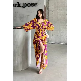 Çiçek Baskılı Elbise Sarı (Beden: S)