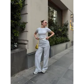 Düğme Yakalı Gri Alt Üst Takım S3943 (Beden: M)