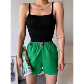Armalı Keten Şort Yeşil S251003 (Beden: L)