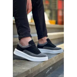 Kb-005 Kuback Siyah Gri Süet Bağcıklı  Günlük Erkek  Ayakkabı (Numara: 44)