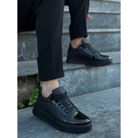 Kb-X46 Kuback Siyah Rugan Yüksek Siyah Taban Günlük Spor Ayakkabı (Numara: 40)