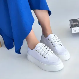 Carin Beyaz Keten Bağcıklı Spor Ayakkabı (Numara: 40)