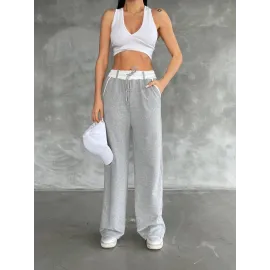 Garnili Bol Paça Pantolon Gri (Beden: Standart)